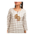 Kaajh Women's Off White Thread Embroidery Kurta - Distacart