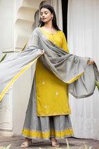 Kaajh Women's Lemon Grey Print Suit Set - Distacart
