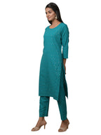 Kaajh Women's Green Solid Sequin Embellishment Kurta - Distacart