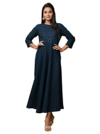 Kaajh Women's Blue Solid Sequin Anarkali Kurta - Distacart