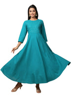 Kaajh Women's Green Solid Sequin Anarkali Kurta - Distacart