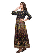 Kaajh Black Gold Printed Ethnic Kurta For Women - Distacart