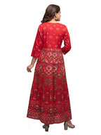 Kaajh Women's Red Gold Printed Ethnic Kurta - Distacart