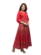 Kaajh Women's Red Gold Printed Ethnic Kurta - Distacart