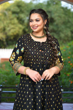 Kaajh Women's Black Gold Printed Ethnic Kurta - Distacart