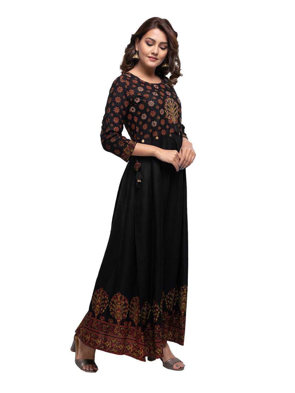 Kaajh Women's Black Mirror Embellishment Ethnic Kurta - Distacart