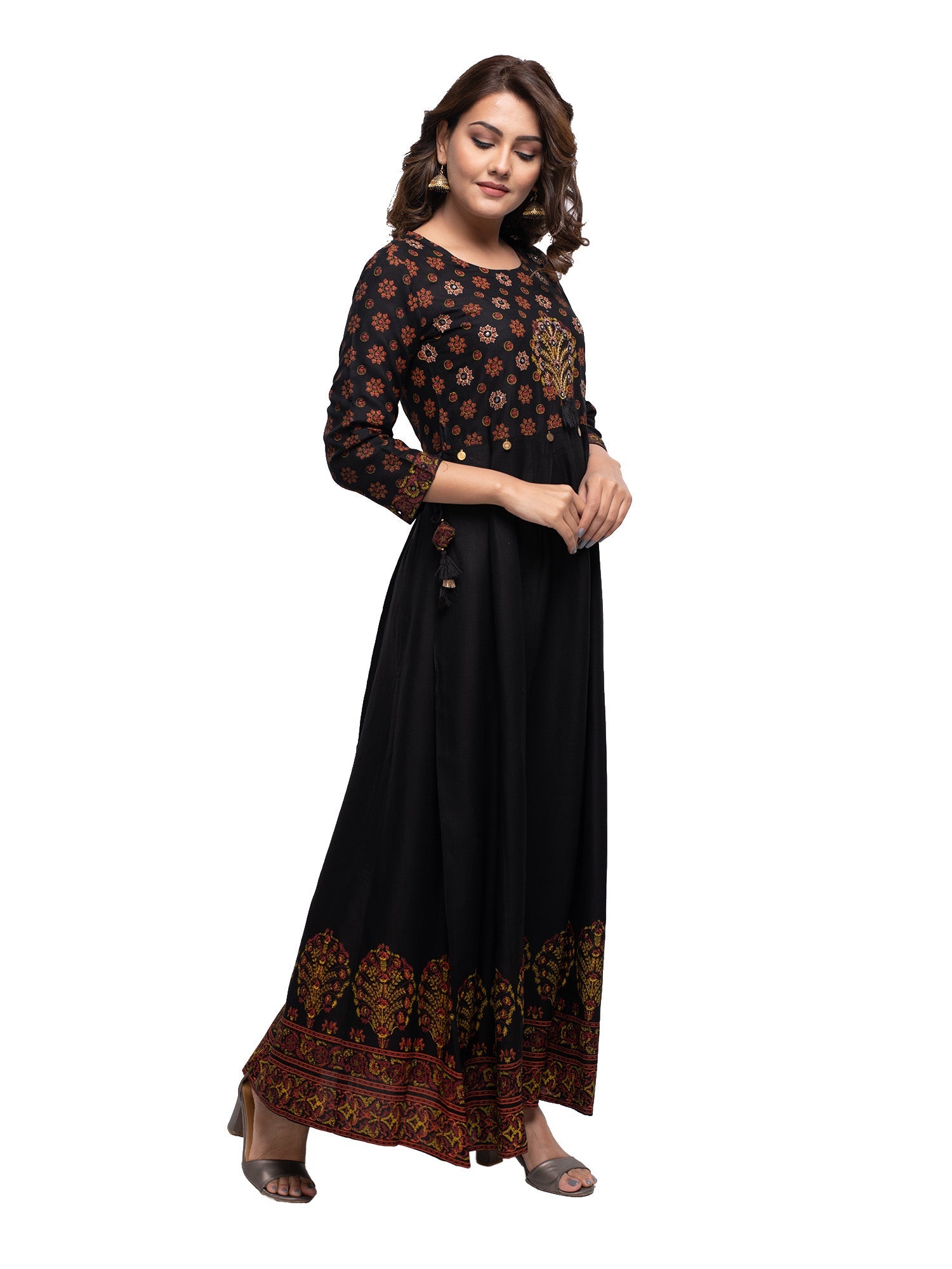 Kaajh Women's Black Mirror Embellishment Ethnic Kurta - Distacart
