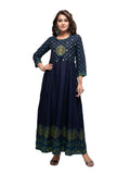 Kaajh Women's Blue Mirror Embellishment Ethnic Kurta - Distacart