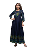 Kaajh Women's Blue Mirror Embellishment Ethnic Kurta - Distacart