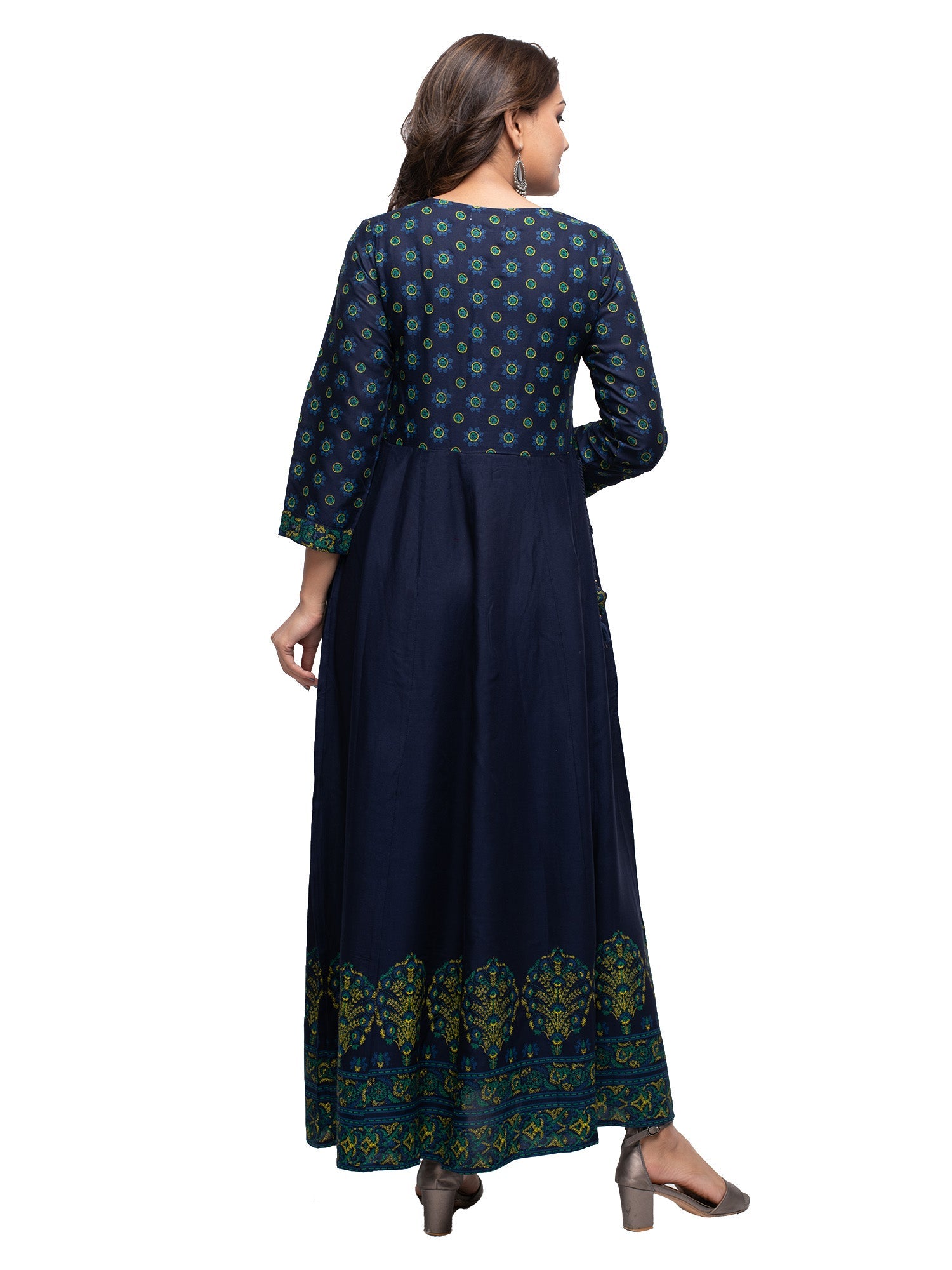 Kaajh Women's Blue Mirror Embellishment Ethnic Kurta - Distacart