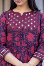 Kaajh Women's Maroon Floral Print Suit Set - Distacart