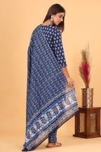Kaajh Blue Floral Print Suit Set For Women - Distacart