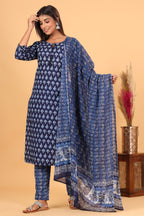 Kaajh Blue Floral Print Suit Set For Women - Distacart