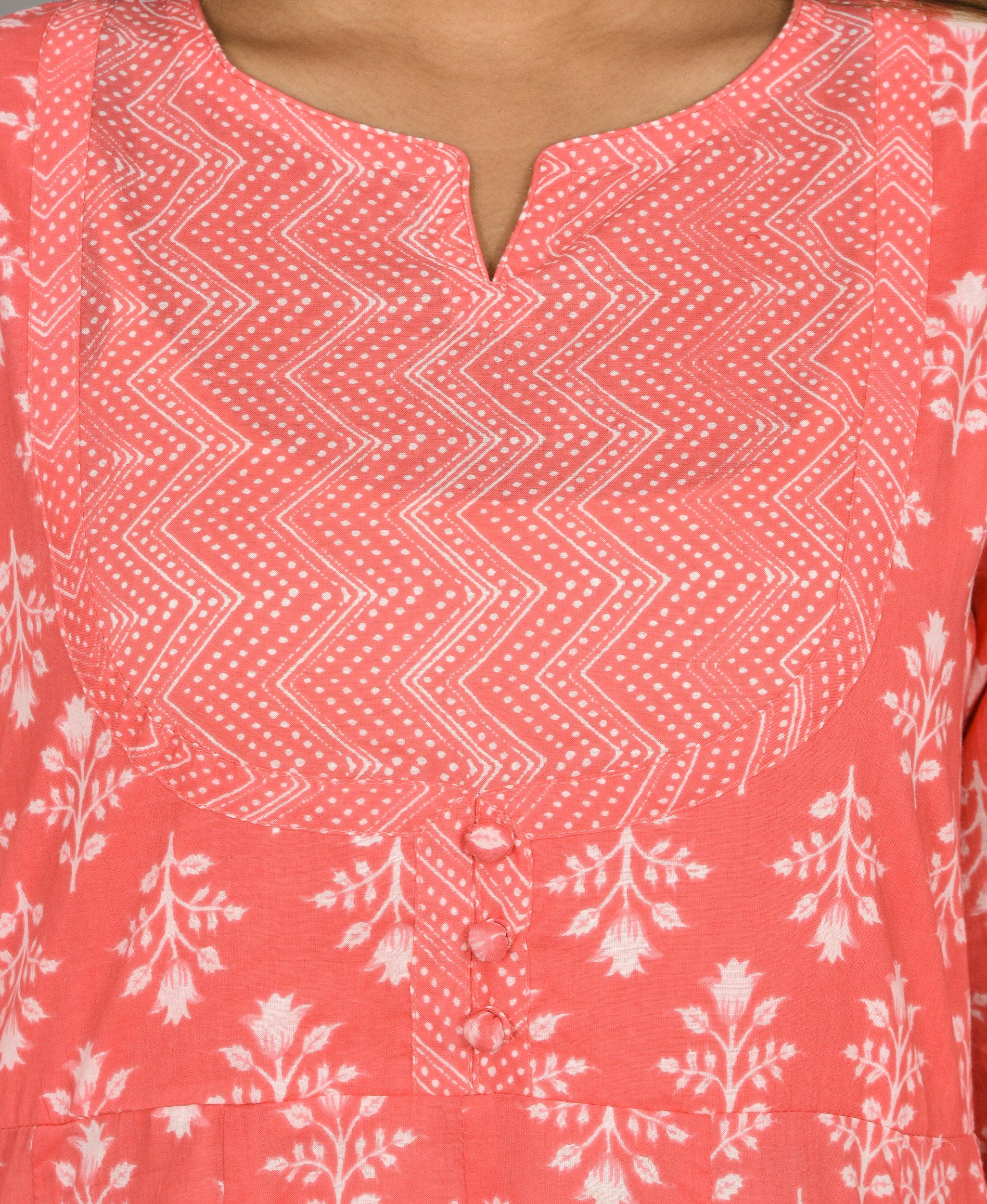 Kaajh Pink Suit Set In Floral Print For Women - Distacart