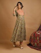 Kaajh Women's Green Kalamkari Floral Print Suit Set - Distacart