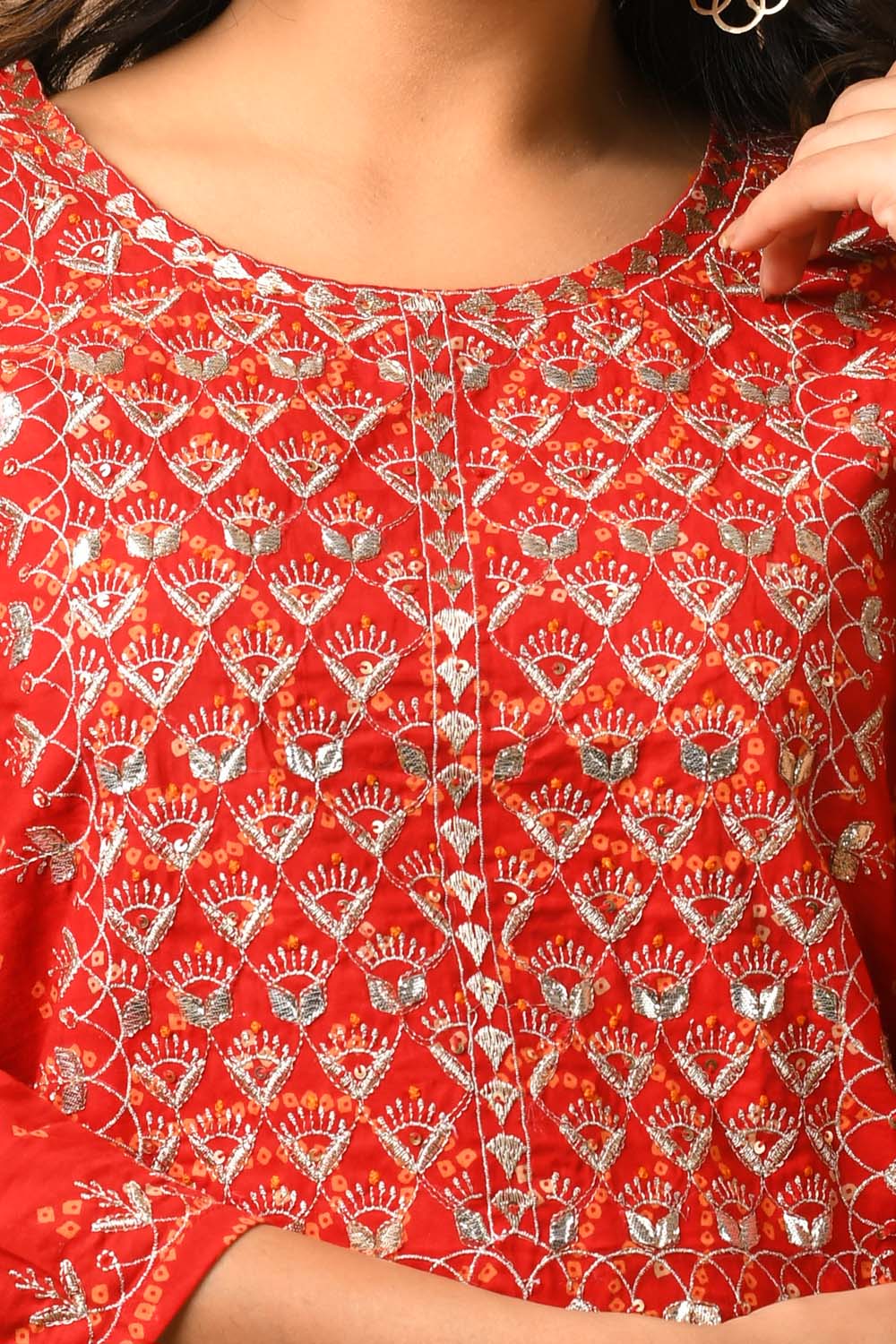 Kaajh Women's Red Bandhej Print Suit Set - Distacart