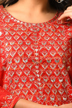 Kaajh Women's Red Bandhej Print Suit Set - Distacart