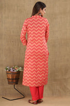 Kaajh Women's Pink Zigzag Print Suit Set - Distacart