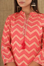 Kaajh Women's Pink Zigzag Print Suit Set - Distacart