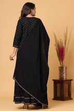 Kaajh Women's Black Gold Print Suit Set - Distacart