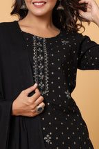 Kaajh Women's Black Gold Print Suit Set - Distacart
