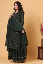 Kaajh Women's Green Gold Print Suit Set - Distacart