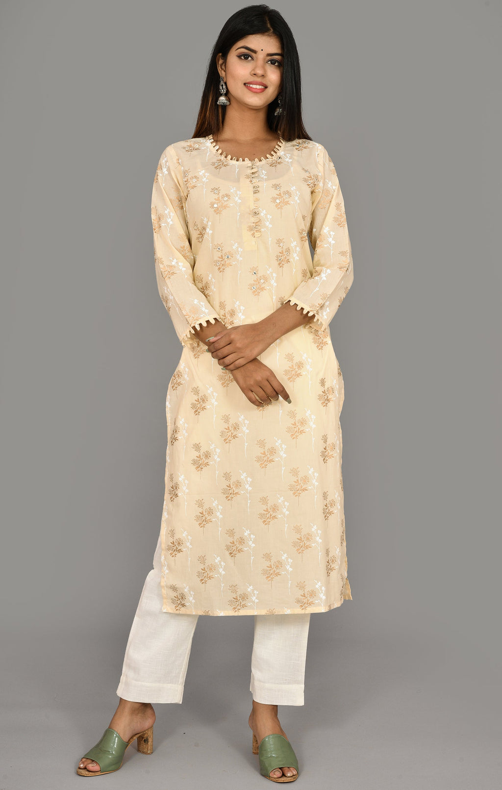 Kaajh Women's Off White Floral Print Kurta - Distacart