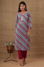 Kaajh Women's Maroon Lahariya Cotton Kurta Pant Set - Distacart