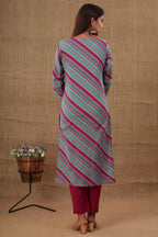 Kaajh Women's Maroon Lahariya Cotton Kurta Pant Set - Distacart