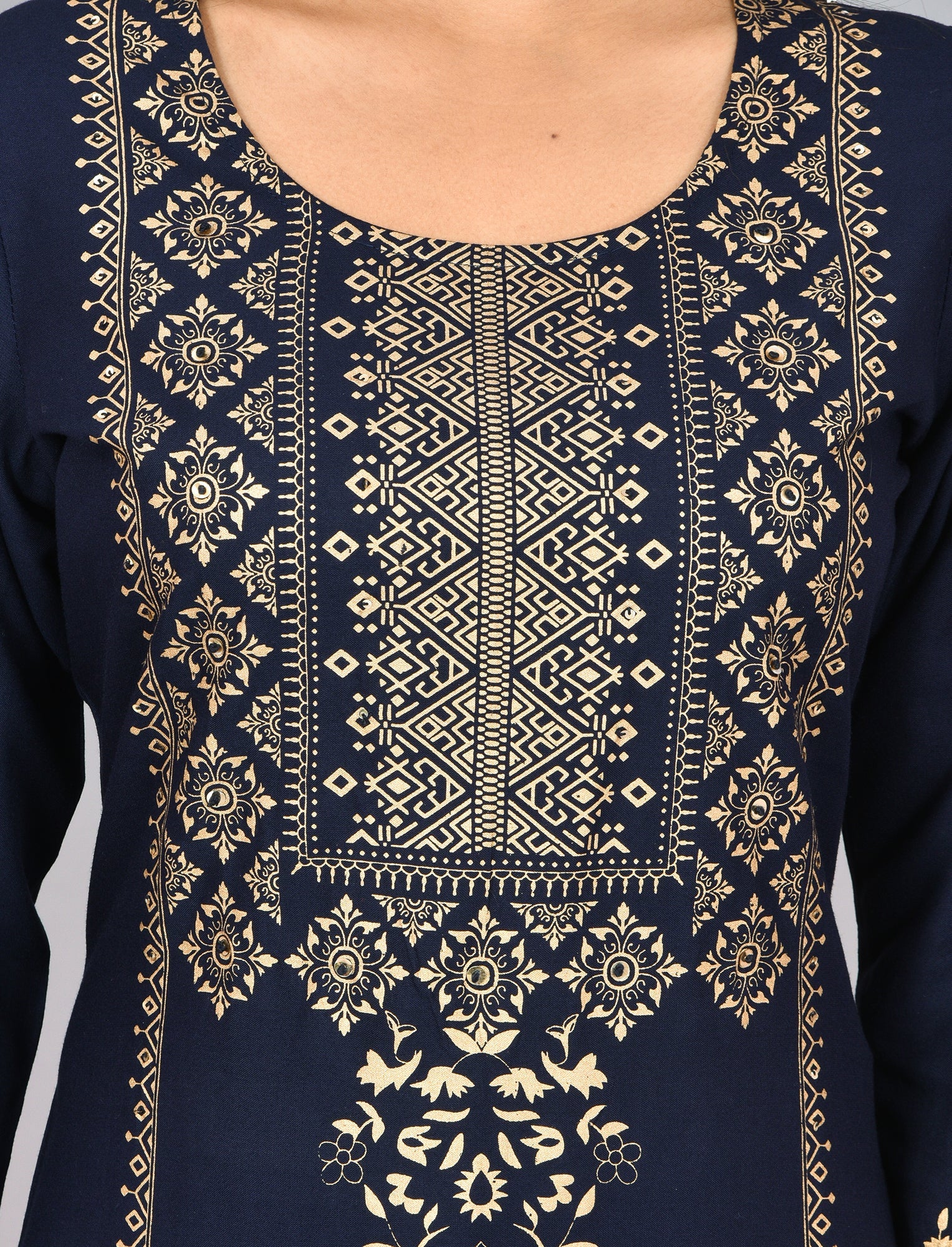 Kaajh Blue Gold Printed Kurta Pant Set For Women - Distacart