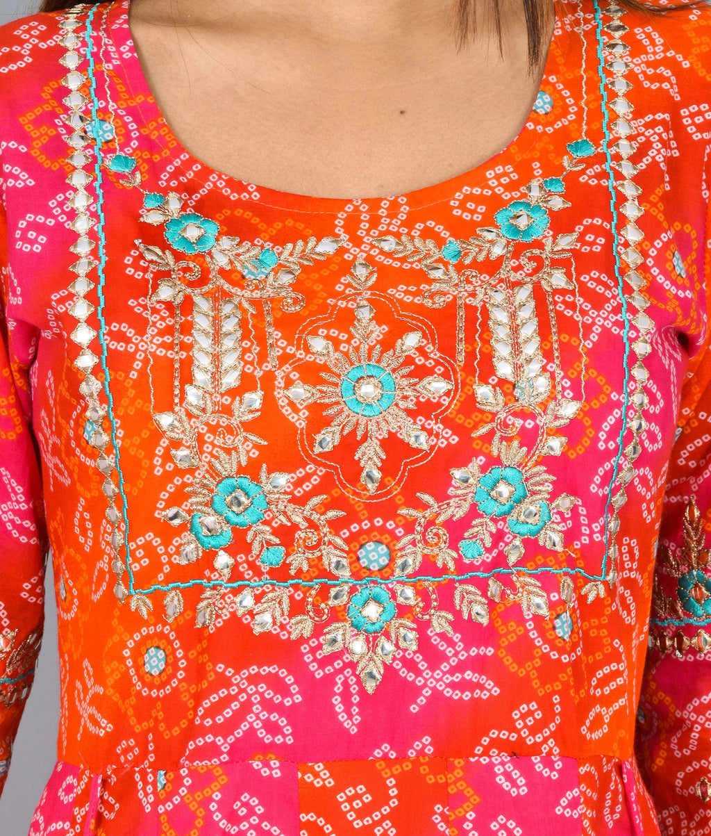 Kaajh Women's Orange Zari Embroidery Anarkali Kurta - Distacart
