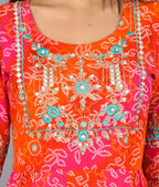Kaajh Women's Orange Zari Embroidery Anarkali Kurta - Distacart