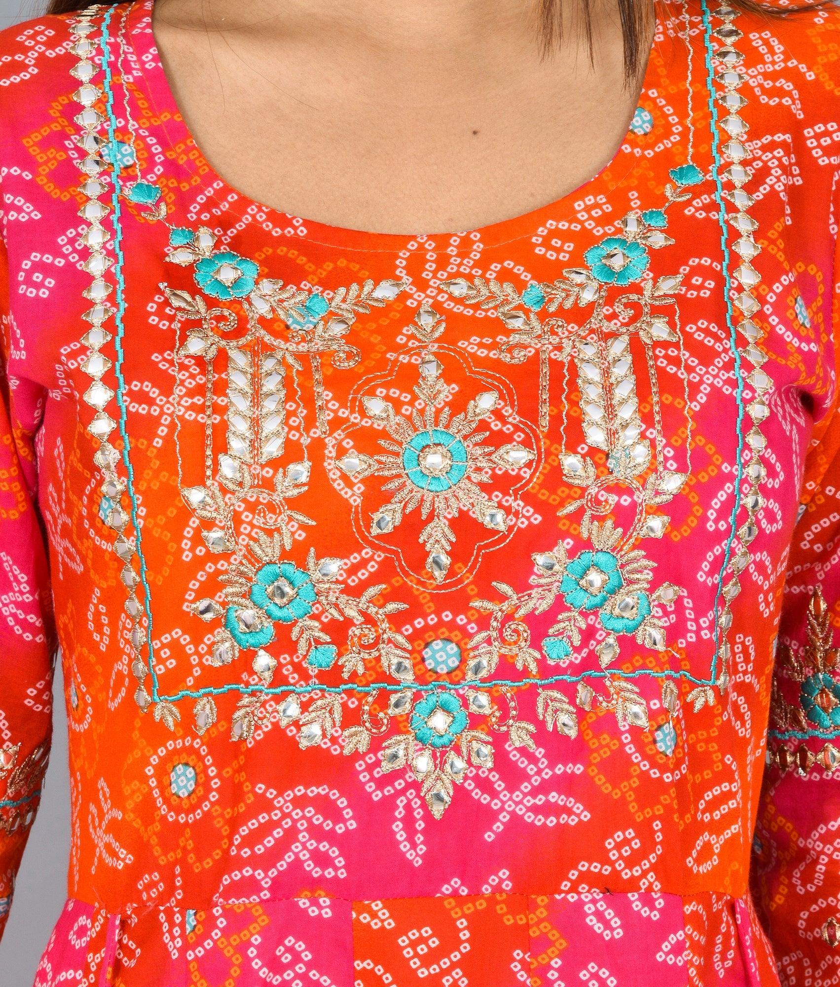 Kaajh Women's Orange Zari Embroidery Anarkali Kurta - Distacart