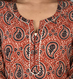 Kaajh Women's Red Paisley Print Cotton Suit Set - Distacart