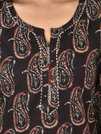Kaajh Women's Black Paisley Print Cotton Suit Set - Distacart