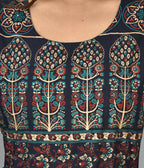 Kaajh Women's Blue Gold Printed Ethnic Anarkali Kurta - Distacart