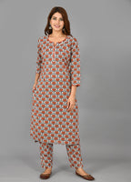 Kaajh Women's Red Floral Printet Cotton Suit Set - Distacart