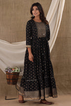 Kaajh Women's Black Mirror Embroidery Ethnic Kurta - Distacart