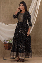 Kaajh Women's Black Mirror Embroidery Ethnic Kurta - Distacart