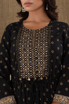 Kaajh Women's Black Mirror Embroidery Ethnic Kurta - Distacart