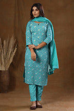 Kaajh Green Floral Print Suit Set For Women - Distacart