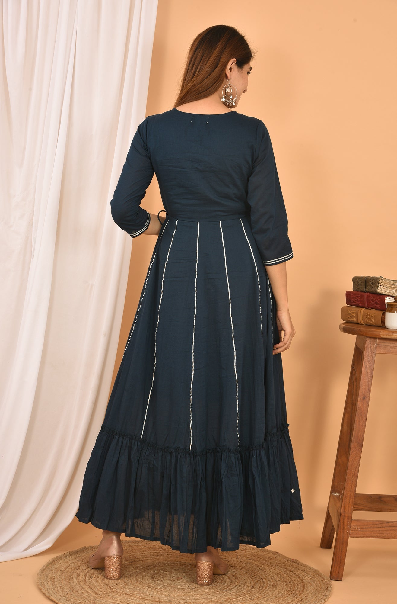 Kaajh Women's Blue Mirror Embroidery Anarkali Kurta - Distacart