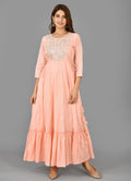 Kaajh Women's Pink Mirror Embroidery Anarkali Kurta - Distacart