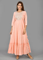 Kaajh Women's Pink Mirror Embroidery Anarkali Kurta - Distacart