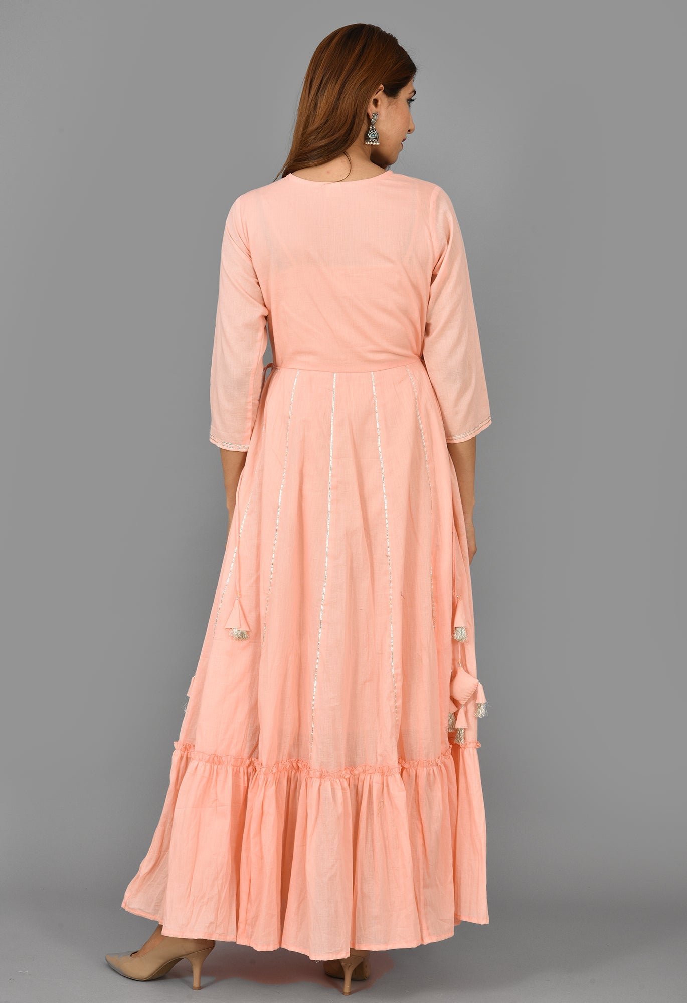 Kaajh Women's Pink Mirror Embroidery Anarkali Kurta - Distacart