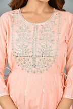 Kaajh Women's Pink Mirror Embroidery Anarkali Kurta - Distacart