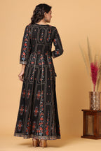 Kaajh Women's Black Embellishment Printed Anarkali Kurta - Distacart