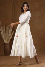 Kaajh Women's White Mirror Embellishment Anarkali Kurta - Distacart