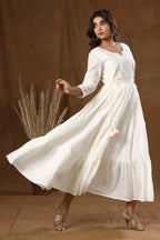 Kaajh Women's White Mirror Embellishment Anarkali Kurta - Distacart