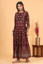 Kaajh Women's Maroon Printed Embellishment Anarkali Kurta - Distacart